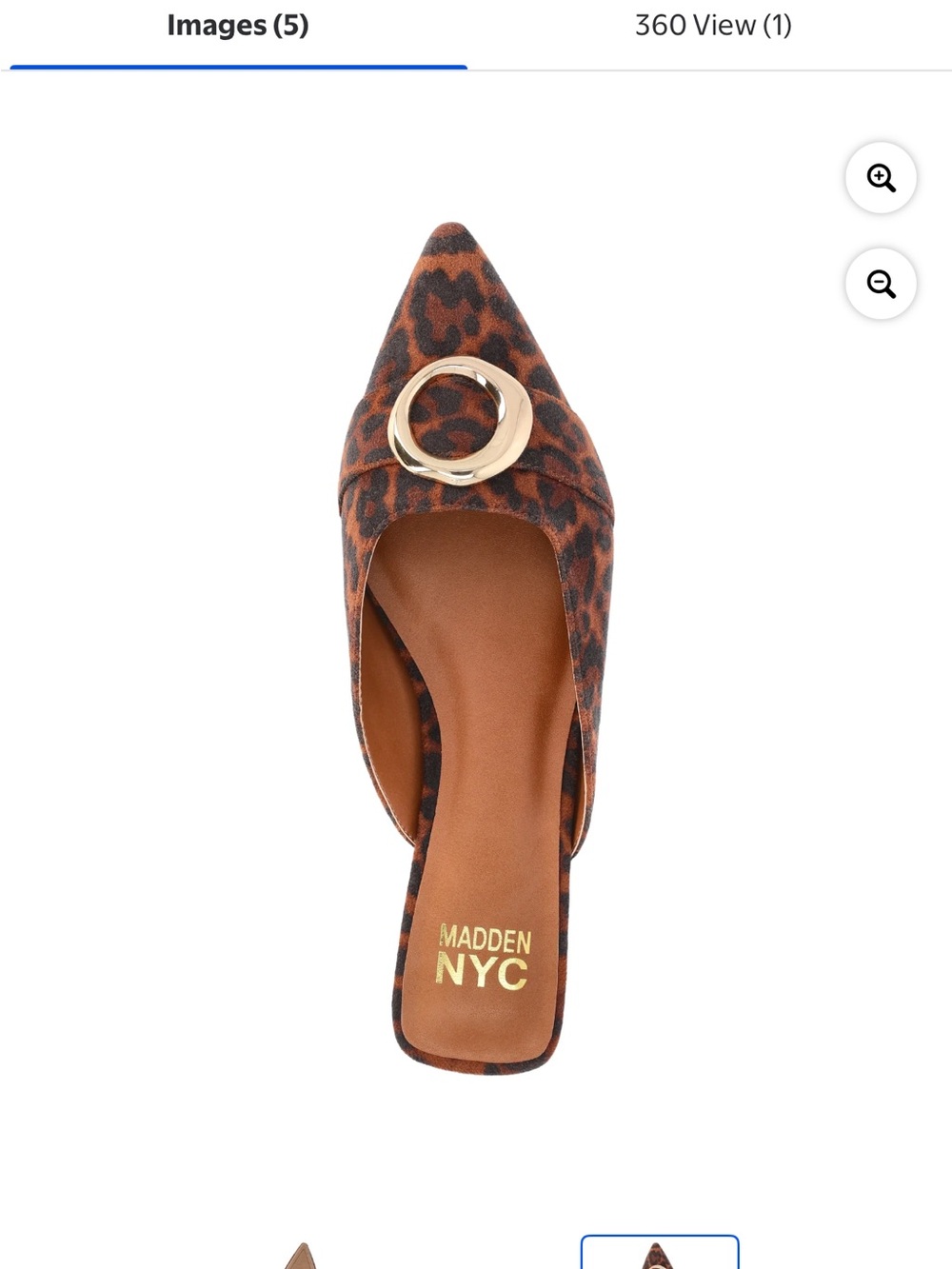 Madden NYC Leopard Print Pointed Toe Mule with Gold Accent